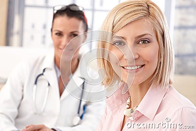 Close up of patient at doctor's medical office Stock Photo