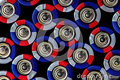 Close up pattern of aaa batteries or cells Stock Photo