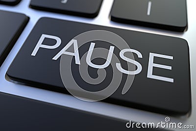 Close-up of PAUSE key on the keyboard. 3D rendering Stock Photo