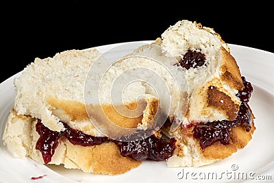 Close up of a Peanut Butter and Jelly sandwich Stock Photo