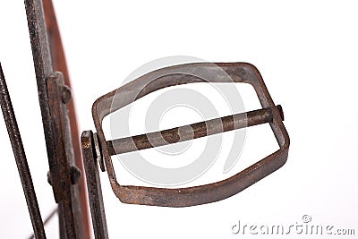 Close up on a pedal of a historical bicycle Stock Photo