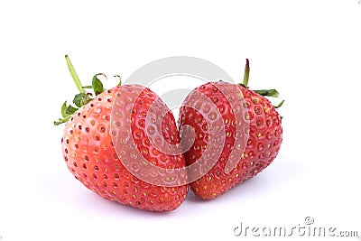 Close up Perfectly retouched fresh strawberries fruits on white background. Stock Photo