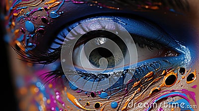 A close up of a person's eye with colorful makeup Stock Photo