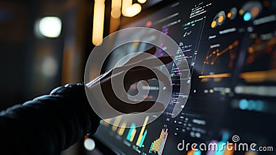 Close-Up of Person Using Advanced Data Visualization Tools Stock Photo