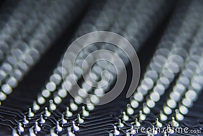 Abstract background with motherboard electronic circuits, defocused effect image Stock Photo