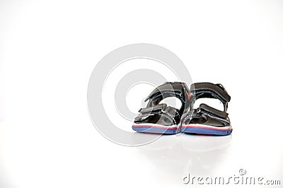 photo black sandals for boys Stock Photo
