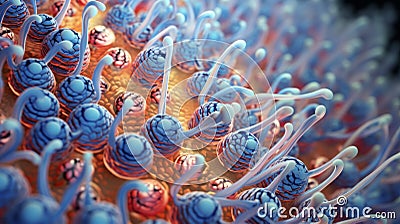 Hyper-realistic Closeup Of Dopamine Receptor Communication In Biological Cell Cartoon Illustration