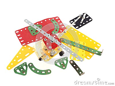 Close up photo of components used to construct model toys Stock Photo