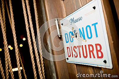 Nameplate `Please, DO NOT DISTURB` Stock Photo