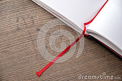 Opened notebook with empty clear pages Stock Photo