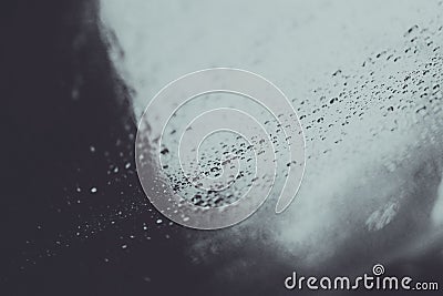 Close-up photo, raindrops, raindrops, black and white images, abstract, backgrounds, textures, copying blank space, patterns Stock Photo