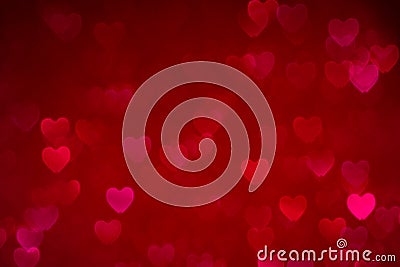 Red valentines day background with hearts bokeh, love concept wallpaper Stock Photo