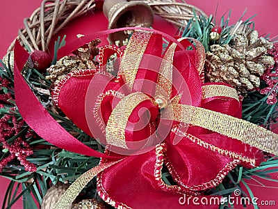 Close up photo of ribon ornament Christmas Stock Photo