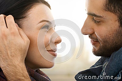 Close-up photo of romantic couple Stock Photo