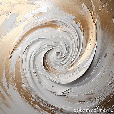 Abstract Swirl Of Gold And White Paint With Photorealistic Accuracy Stock Photo