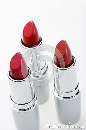 A close up photo of three lipsticks Stock Photo