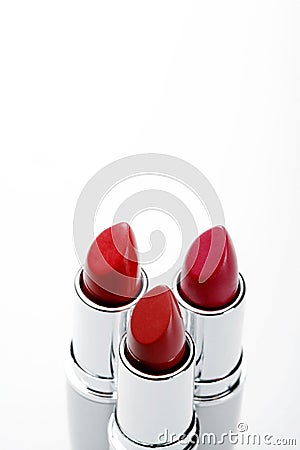 A close up photo of three lipsticks Stock Photo
