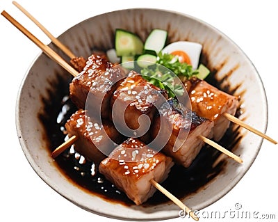 Close-up photo of Yakitori food. Ai-generated. Cartoon Illustration