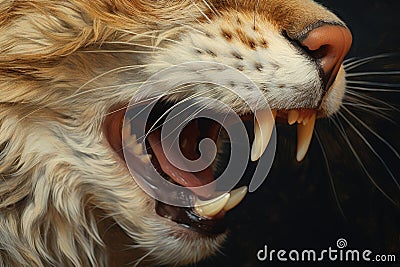 A close-up photograph capturing a cat with its mouth wide open, showcasing either surprise or a typical feline yawn., A rough and Stock Photo