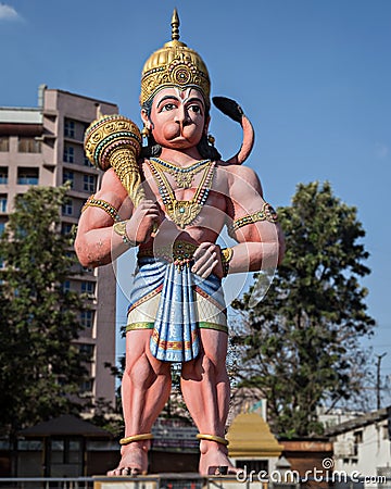 Close up , image of Hindu god Lord Hanuman Statue, Chinchwad, Pune. Stock Photo