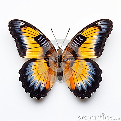 Close-up Photograph Of A Pinned Butterfly On White Background Stock Photo