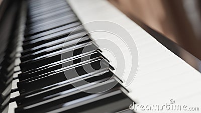 Close-up piano keyboard with selective focus. 3d rendering Stock Photo