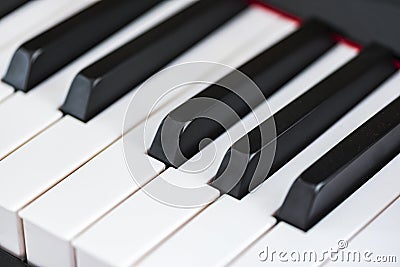 Close up piano keys details, indoor, macro photography Stock Photo