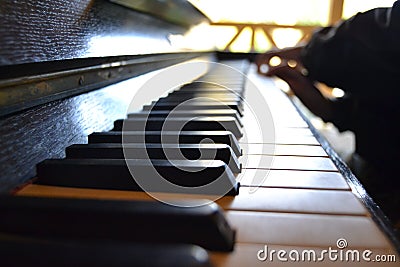 Piano keyboard - detail picture Stock Photo