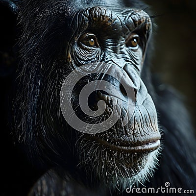 a close up picture of an adult gorilla looking intently into the camera Cartoon Illustration