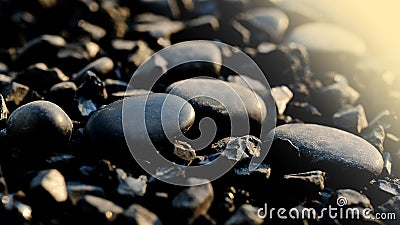 Close Up Picture of Black Pumice stone, Volcanic Stone Stock Photo