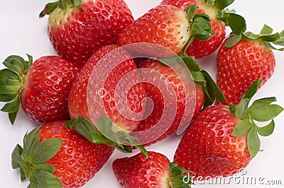 Close up picture of fresh strawberries with white background Stock Photo
