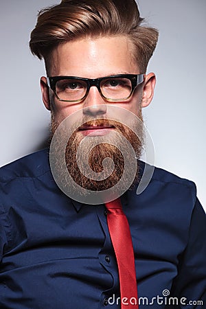 Close up picture of a long beard business man Stock Photo