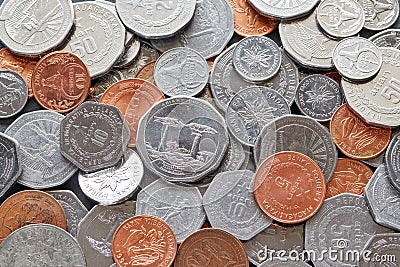 Close up picture of Malagasy ariary coins. Stock Photo