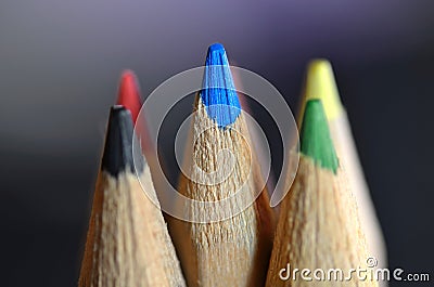 Close-up picture of multicolor pencils on blur background Stock Photo