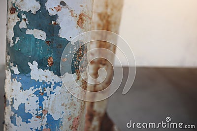 A close-up picture of an old rusted iron pillar Selectable focus Stock Photo