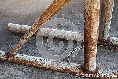 A close-up picture of an old rusted iron pillar Selectable focus Stock Photo