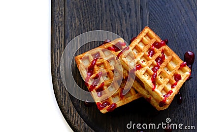 Viennese waffles with jam Stock Photo