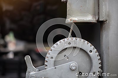 Close-up pictures of the backlash of a large truck. Engine mechanism Stock Photo