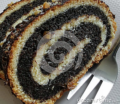 Close up of a piece of poppy seed cake Stock Photo