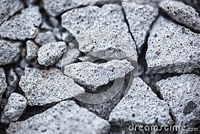 Close up of the pieces of cracked concrete Stock Photo