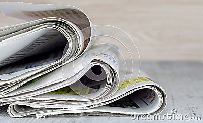 A close up of a pile of newspapers Stock Photo