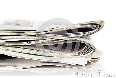 A close up of a pile of newspapers Stock Photo