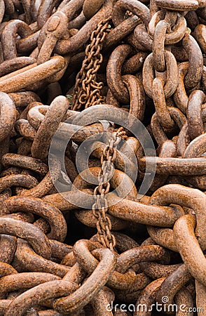 Close Up of Rusted Chains Stock Photo