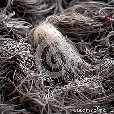 a close up of a pile of white hair Stock Photo