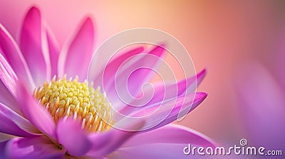 A close up of a pink flower with yellow center, AI Stock Photo