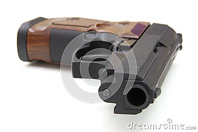 The close up of a pistol Stock Photo