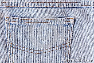 Close up of pocket on denim trousers with tear and old, detail jeans texture background Stock Photo