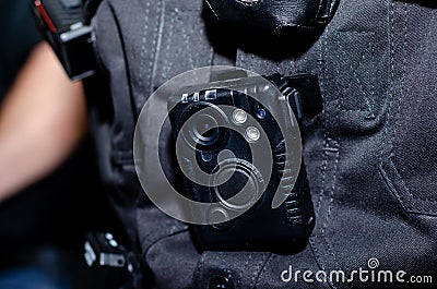 Close-up of police body camera Stock Photo