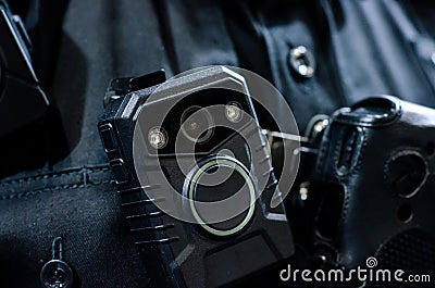 Close-up of police body camera Stock Photo