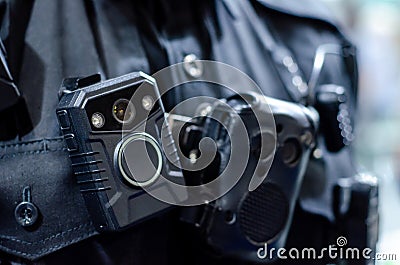 Close-up of police body camera Stock Photo